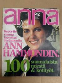 Anna 1975 nr 42, ilmestynyt 14.10.1975, Sirkka Kuusi, Patricia Hearst, Hilary Tindall, Dustin Hoffman, 100 suomalaista miestä ja kotityöt