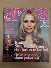 Anna 1975 nr 50, ilmestynyt 9.12.1975,  Tuulikki (Tutu) Sohlberg, Suvi Lukkarinen, Arto Tuomisen viikko