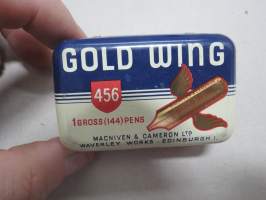 Gold Wing 456 pens -  Macniven & Cameron Ltd (Waverley, Edinburgh I.) -mustekynän teriä, peltirasia