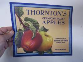Thornton´s Okanogan Valley Apples -etiketti / hedelmä- / vihanneslaatikon päätypainate