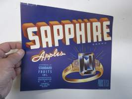 Saphire Brand Apples -etiketti / hedelmä- / vihanneslaatikon päätypainate