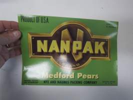 Nanpak Medford Pears -etiketti / hedelmä- / vihanneslaatikon päätypainate