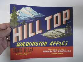 Hill Top Washington Apples -etiketti / hedelmä- / vihanneslaatikon päätypainate