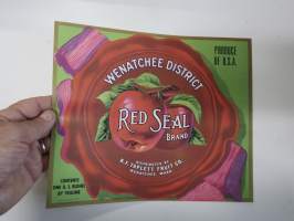 Red Seal Brand Wenatchee District Apples -etiketti / hedelmä- / vihanneslaatikon päätypainate
