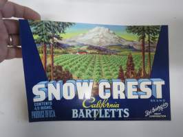 Snow Crest California Bartletts -etiketti / hedelmä- / vihanneslaatikon päätypainate