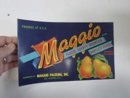 Maggio Placer County Mountain Bartlett Pears -etiketti / hedelmä- / vihanneslaatikon päätypainate