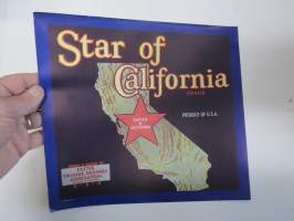 Star of California, Exeter -etiketti / hedelmä- / vihanneslaatikon päätypainate