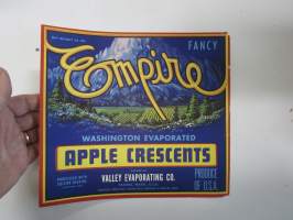 Empire Fancy Washington Evaporated Apple Crescents -etiketti / hedelmä- / vihanneslaatikon päätypainate