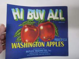 Hi Buv All Brand Washington Apples -etiketti / hedelmä- / vihanneslaatikon päätypainate