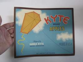 Kyte Brand Apples - Harold Kyte, Yakima, Washington -etiketti / hedelmä- / vihanneslaatikon päätypainate