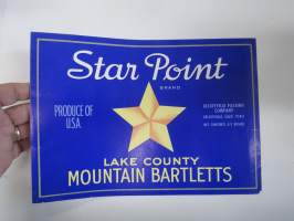 Star Point Lake County Mountain Bartletts -etiketti / hedelmä- / vihanneslaatikon päätypainate