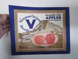 Glacier-Fed Viewmont Orchard Apples -etiketti / hedelmä- / vihanneslaatikon päätypainate