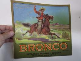 Bronco -etiketti / hedelmä- / vihanneslaatikon päätypainate