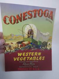 Conestoga Brand - Western Vegetables -etiketti / hedelmä- / vihanneslaatikon päätypainate