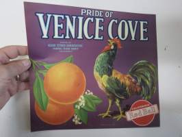 Pride of Venice Cove California Oranges -etiketti / hedelmä- / vihanneslaatikon päätypainate