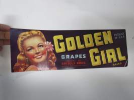 Golden Girl Grapes -etiketti / hedelmä- / vihanneslaatikon päätypainate