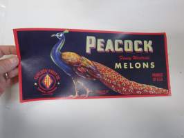 Peacock Fancy Westside Melons -etiketti / hedelmä- / vihanneslaatikon päätypainate