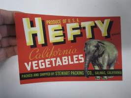 Hefty California Vegetables -etiketti / hedelmä- / vihanneslaatikon päätypainate