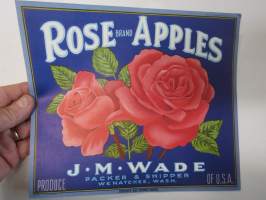 Rose Brand Apples -etiketti / hedelmä- / vihanneslaatikon päätypainate