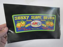 Sunny Slope Brand Carolina Peaches -etiketti / hedelmä- / vihanneslaatikon päätypainate