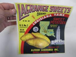 Lagrange Sweets Brand Sweet Potatoes -etiketti / hedelmä- / vihanneslaatikon päätypainate
