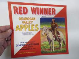 Red Winner Okanogan Valley Apples -etiketti / hedelmä- / vihanneslaatikon päätypainate