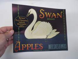Swan Brand Apples -etiketti / hedelmä- / vihanneslaatikon päätypainate