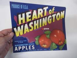 Heart of Washington Apples -etiketti / hedelmä- / vihanneslaatikon päätypainate