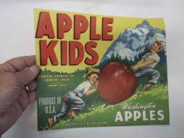Apple Kids -etiketti / hedelmä- / vihanneslaatikon päätypainate