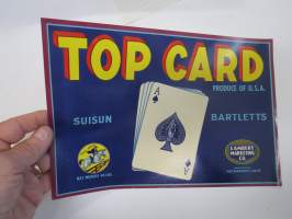 Top Card Suisun Bartletts -etiketti / hedelmä- / vihanneslaatikon päätypainate