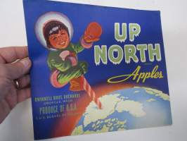 Up North Apples -etiketti / hedelmä- / vihanneslaatikon päätypainate