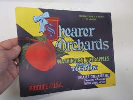 Shearer Orchards - Washington State Apples -etiketti / hedelmä- / vihanneslaatikon päätypainate