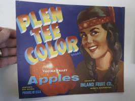 Plen Tee Color Yakima Valley Apples -etiketti / hedelmä- / vihanneslaatikon päätypainate