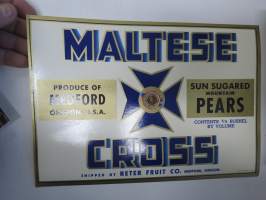 Maltese Cros Medford Sun Sugared Mountain Pears -etiketti / hedelmä- / vihanneslaatikon päätypainate