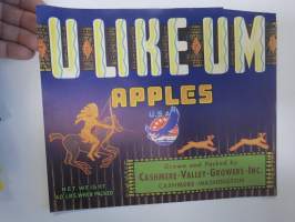 U Like Um Apples -etiketti / hedelmä- / vihanneslaatikon päätypainate