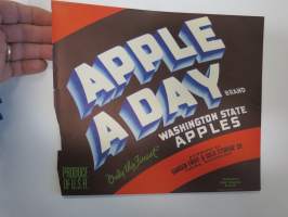Apple a Day Brand Washington Apples -etiketti / hedelmä- / vihanneslaatikon päätypainate