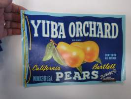 Yuba Orchard California Bartlett Pears -etiketti / hedelmä- / vihanneslaatikon päätypainate