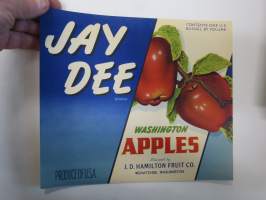 Jay Dee Washington Apples -etiketti / hedelmä- / vihanneslaatikon päätypainate