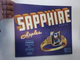 Saphire Brand Apples -etiketti / hedelmä- / vihanneslaatikon päätypainate