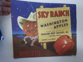 Sky Ranch Washington Apples -etiketti / hedelmä- / vihanneslaatikon päätypainate