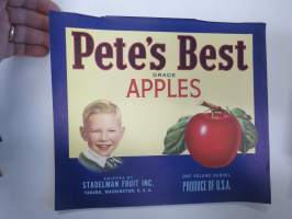 Pete´s Best Grade Apples -etiketti / hedelmä- / vihanneslaatikon päätypainate