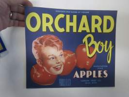Orchard Boy Washington State Apples -etiketti / hedelmä- / vihanneslaatikon päätypainate