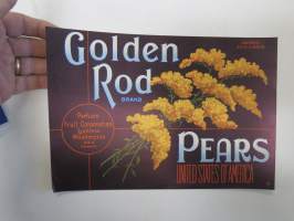 Golden Rod Brand Pears -etiketti / hedelmä- / vihanneslaatikon päätypainate