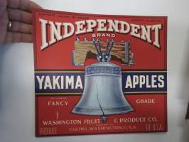 Independent Brand Yakima Apples -etiketti / hedelmä- / vihanneslaatikon päätypainate
