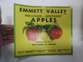 Emmett Valley Pre-Cooled Northwest Apples -etiketti / hedelmä- / vihanneslaatikon päätypainate