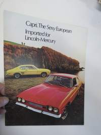 Ford Capri 1600, 2000, V-6 - Sexy European - Imported for Lincoln-Mercury 1973 USA -myyntiesite