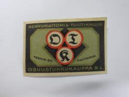 OTK Hehkumattomia -tulitikkuetiketti