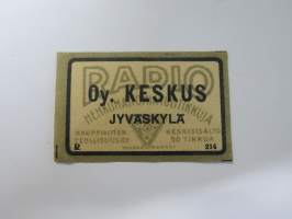 Oy. Keskus - Jyväskylä -tulitikkuetiketti
