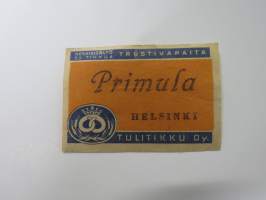 Primula Helsinki -tulitikkuetiketti
