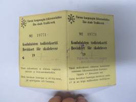 Turun kauungin Liikennelaitos - Åbo stads Trafikverk - Koululaisen todistekortti / Beviskort för skolelever nr 19771